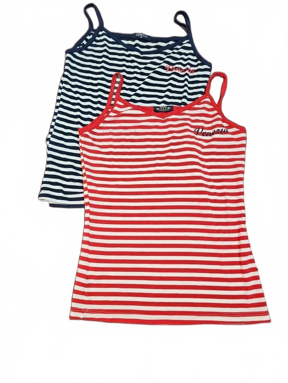 Lot of 2 Venezia Jeans Womens Sleeveless Knit Tops Sz L/XL Striped Super Soft
